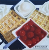 ♦ Waffel mit Kirschen,  Öl auf Leinwand, 25 cm x 25 cm